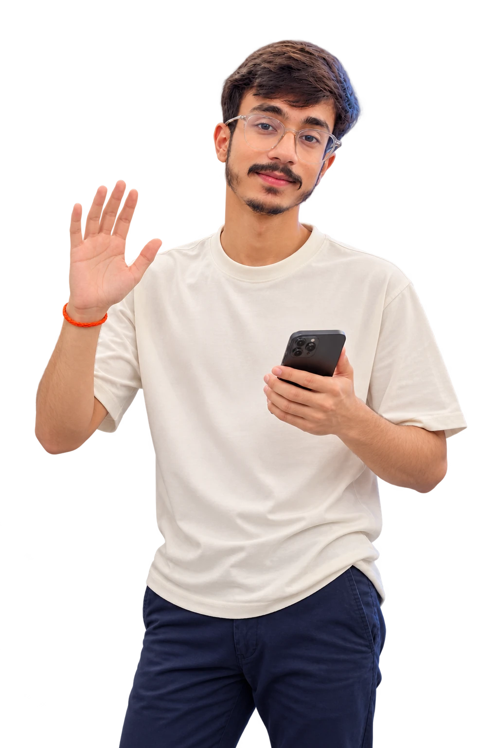 Aviral Singh waving, phone in hand